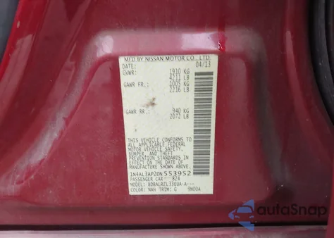 2013 Nissan Altima 2.5 S z USA, uszkodzony, nr VIN 1N4AL3AP2DN553952